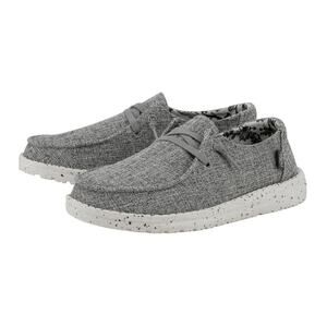 Hey Dude Grey White Slip On Casual Lightweight Wendy Linen Flats Size 7